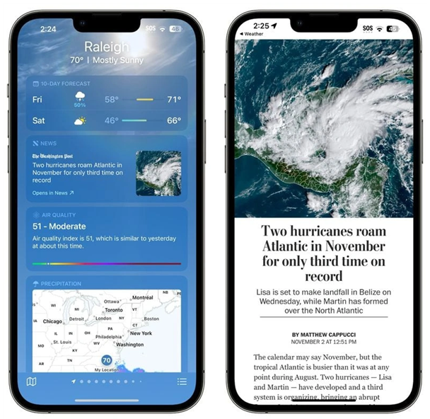 常宁苹果14维修分享iPhone 14手机如何看天气时顺带看新闻 