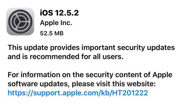 常宁苹果手机维修分享iOS12.5.2发布，建议所有老苹果用户安装 